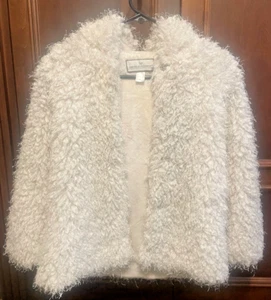 AMERICAN WIDGEON Snap Front Faux Fur Coat White/Ivory Girl's Coat Size 10 - Picture 1 of 4