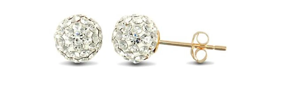 9ct Oro Giallo Trasparente 8mm Orecchini a Perno Palla - Immagine 1 di 1