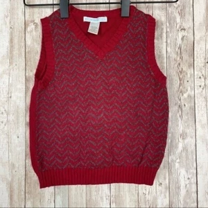 Janie and Jack V-Neck Cotton Wool Blend Sweater Vest Red Size 18 to 24 Months - Picture 1 of 9