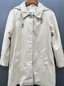 Appleseeds Petites Rain Coat Women PS Beige Button Removable Hood Pockets Jacket - Picture 1 of 22