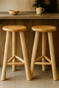 Barhocker Barstuhl Bistrohocker Teakholz 2 er Set 75x35 cm Natur Holz Bistro Bar - Bild 1 von 7