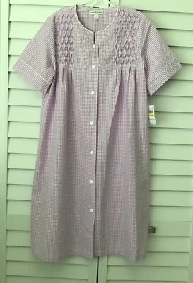 Bata Seersucker de manga corta para mujer Miss Elaine nueva con etiquetas talla M Foto 1 de 4