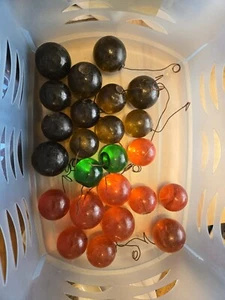 Acrylic Lucite Amber Orange  Green Decor Balls On Wire Loose Lot Of 24 See Pics  - Picture 1 of 4