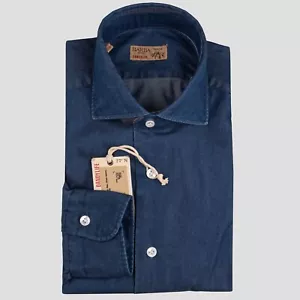 NEW BARBA NAPOLI DENIM SHIRT 100% COTTON SIZE 17 US 43 EU BNSS58 - Picture 1 of 3