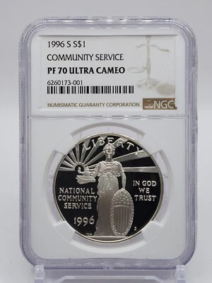1996-S $1 Community Service Commemorative Dollar NGC PF70 Ultra Cameo (122DM) - Image 1 of 2
