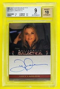 2007 Battlestar Galactica Season 2 Autograph Lucy Lawless BGS 9 Mint W/10 Auto