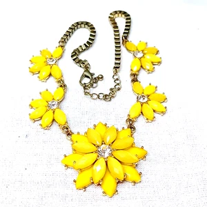 Collana Gialla Margherita Fiori Dichiarazione Doppio Tono Oro Scatola Catena Vintage 20" - Foto 1 di 10
