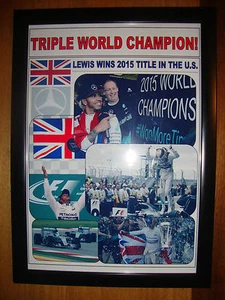 Lewis Hamilton 2015 F1 world champion US Grand Prix winner - framed print - Picture 1 of 2