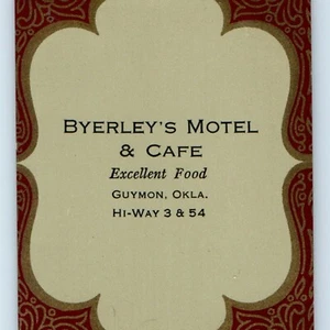 C25 años 50 Guymon, Oklahoma Byerley's Motel & Café cartas de negocios comida - Imagen 1 de 3