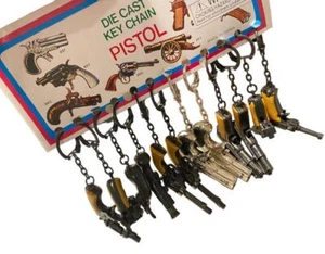 12 Vintage 80's mini key chain diecast metal pistol cap gun - die cast display - Picture 1 of 24