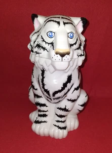 RINGLING BROTHERS CIRCUS WHITE SIBERIAN TIGER PLASTIC MUG CUP STEIN FLIP UP LID - Picture 1 of 6