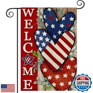 Patriotic Garden Flag Double Sided 12.5 x 18.5 Inch, Heart Outdoor Decoration - Picture 1 of 5