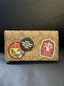 NWT!COACH StarWars Khaki Coated Canvas Universal PhoneCase Patches F88110 Wallet - Picture 1 of 11