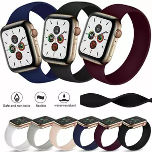 Solo Loop Silicone Elastic Strap For Apple Watch 7 6 SE 5 4 3 2 1 iWatch band - Picture 1 of 27