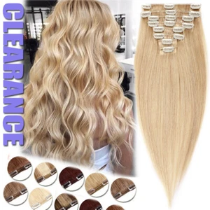 Extensiones de cabello 100% humano con clip AAAA+ cabeza completa real Remy tejido 8-24 pulgadas puro - Imagen 1 de 53