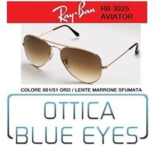 Occhiali da Sole RAYBAN RB 3025 AVIATOR CLASSIC 001/51 oro MARRONE Sunglasses