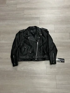 Vintage Protech Black Cropped Moto Biker Motorcycle Jacket NWT Women’s Size 14 - Picture 1 of 9