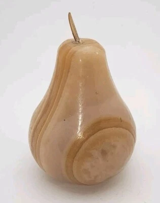 Pear Agate Light Brown Clear Banned Marble Pear Fruit 3" Figurine Paperweight - Image 1 of 4