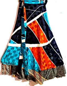 Incredible-art Vintage Silk Sari Magic Wrap Skirt Reversible Double Layer skirt - Picture 1 of 6