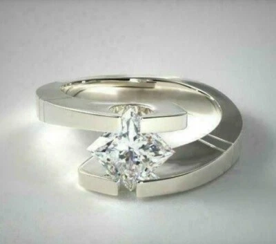 Anello di fidanzamento creato in laboratorio finitura oro bianco 14 carati 1,... - Immagine 1 di 4