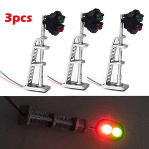 3X Model Railroad HO Scale 1:87 Track Signals 2-LEDs Green Red Block Lights Lamp - Picture 1 of 6