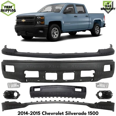 Front Bumper Paintable & Fog Lights Kit For 2014-2015 Chevrolet Silverado 1500 Foto 1 de 4