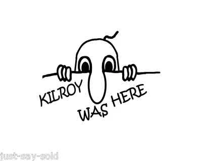 Adesivo de vinil Throwback KILROY WAS HERE WWII WW2 grafite - Selecione a cor - Imagem 1 de 2
