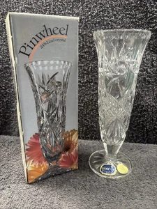 Bellissimo Vaso Cristallo di Boemia - Girandola 24% Piombo Alto 21 cm Repubblica Ceca in Scatola - Foto 1 di 14