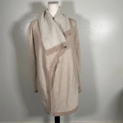 Ann Taylor Cardigan Sweater Women Small Beige Wool Cozy Textured Knit Open Front - Image 1 of 4