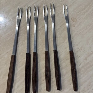 MCM Fondue Gabeln Teakholz Griffe Edelstahl Denmark 6er Set Lundtofte - Bild 1 von 4