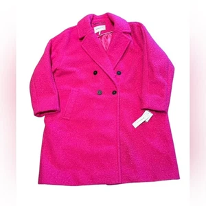 BCBGeneration Hot Pink Overcoat with Black Buttons Womens XXL NWT - Picture 1 of 7