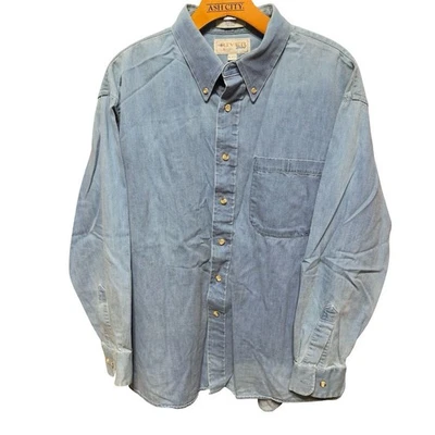  Vintage River by Arrow Men's Blue Denim Button-Up Shirt Size 16 1/2 32-33 USA - Image 1 of 4