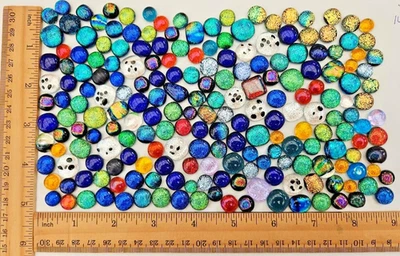 200+Small-Medium Handcrafted Dichroic Glass Cabochons/Lot/Jewelry Making/90 COE - Image 1 of 3