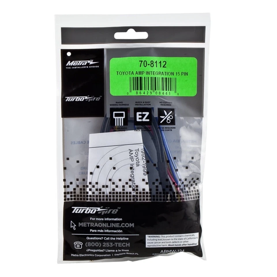 Metra 70-8112 TOYOTA AMP INTEGRATION 15 PIN Car Stereo Wiring Harness - Image 1 of 1