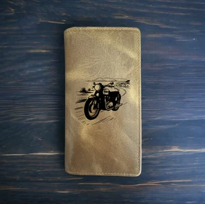 Motorcycle Rodeo Wallet Cowboy Western Buffalo Leather Premium Bike Gift NEW - Picture 1 of 10