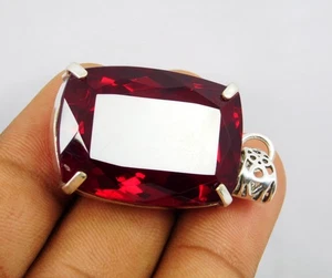 Anhänger massiv Silber 99,20 ct natürlicher roter Topas Kissenschliff brasilianischer Edelstein - Bild 1 von 12
