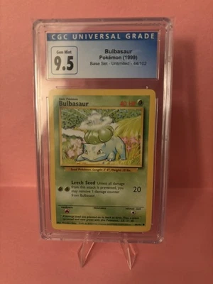 Bulbasaur Non-Holo Base Set Unlimited 44 CGC 9.5 now CGC 10 GEM MINT Pokemon TCG - Image 1 of 4