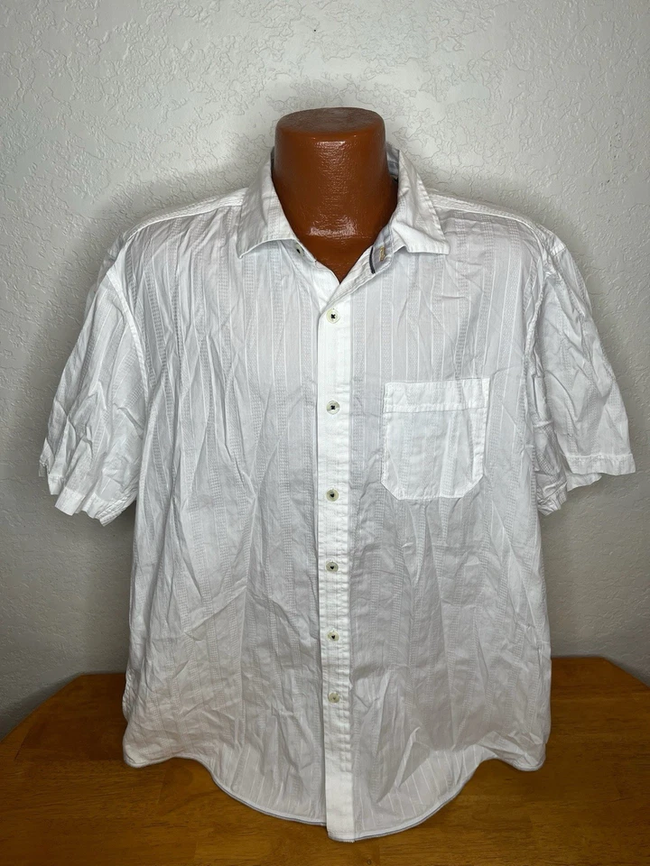 Camisa de mezclilla Tommy Bahama para hombre S/S botón frontal seda extra grande XL rayas blancas Foto 1 de 4