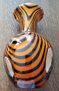 Murano Tiger Streifen Kunst Glas Vase klar rund Fenster Vintage Geschenk - Bild 1 von 11