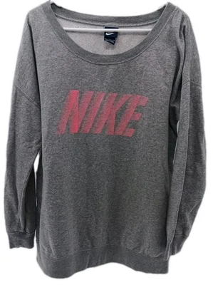 复古耐克运动衫女式 XL 灰色套衫圆领健身房运动复古 Y2K — 第 1/4 张图片