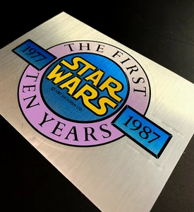 STAR WARS TEN YEARS RARE VINTAGE metallic foil metal sticker decal 1977 1987 HTF - Picture 1 of 11