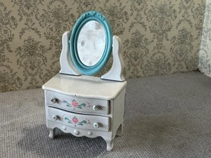 Espejo tocador casa de muñecas Mattel The Littles 1980 miniatura de metal blanco - Imagen 1 de 8