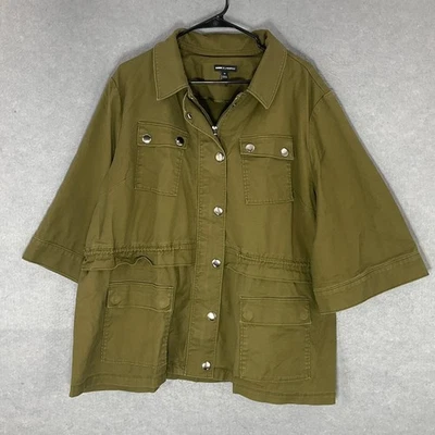 Glamour x Lane Bryant Olive Green Cotton Blend Utility Jacket Womens Sz 20 - Image 1 of 4