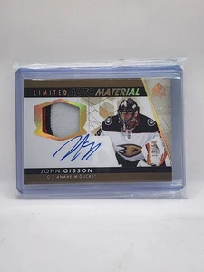 John Gibson 2022-23 Upper Deck SP Limited Auto Material 3 Color Patch /50 - Picture 1 of 2