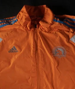 Adidas Boston Marathon Jacket Mens Medium Orange 2014 BAA 118th Windbreaker - Picture 1 of 11