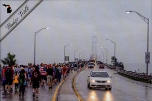 Mackinaw City,MI Mackinac Bridge Walk Cheboygan County Michigan Postcard - Picture 1 of 2