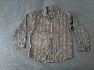 Vintage Callan Men's Shirt Dark Patterned Long Sleeve Cotton 59cm Chest (No Tag) - Picture 1 of 10