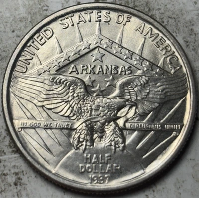 1937 Arkansas 50c Commemorative Half Dollar. Attractive Uncirculated Example! - Image 1 of 2