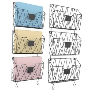 Wall File Organizer Mesh Hanging Wall-mount Files Holder 6 Pack 6 Pack - Black - Picture 1 of 8