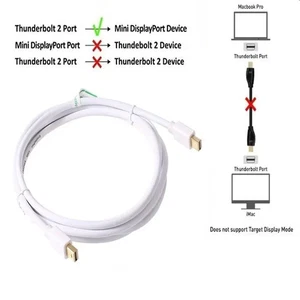 Thunderbolt 2 to Thunderbolt 2 Cable 20Gbps 2M for Apple MacBook Air/Pro/iMac - Picture 1 of 6